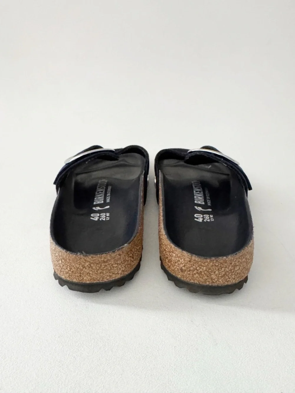 Birkenstock Madrid Big Buckle Velvet Sandal EU 40 US 9 Dark Blue Casual Comfort - Picture 8 of 11